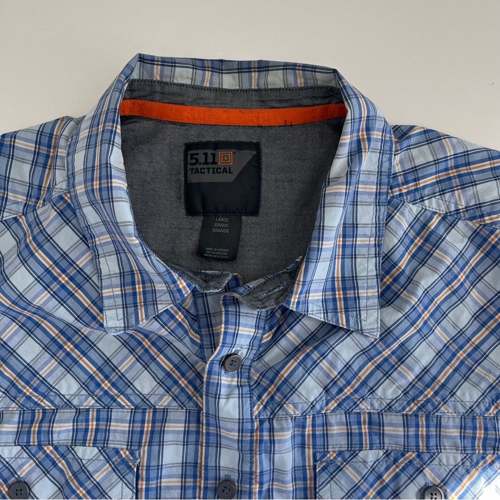 5.11 Tactical Double Flex Covert Short‎ Sleeve Shirt Plaid Large Blue Plaid